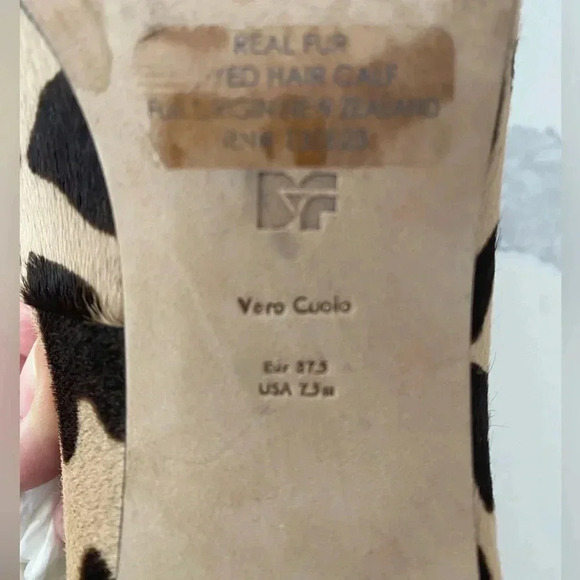 Diane Von Firstenberg Meina Calf Hair Leopard-Print Pumps from Saks GUC Size 7.5 - Picture 4 of 12